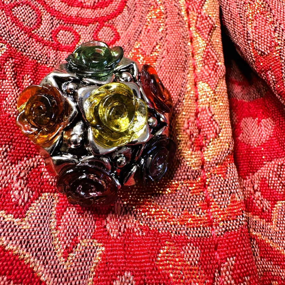 Custom Red Gold Paisley Brocade Jacket Womens Small Blazer Wide Collar Victorian - Picture 4 of 14